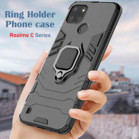 เคสโทรศัพท์สำหรับ Realme C25 C25S C12 C17 C11 C15 C20 C21 C21Y C25Y C35ที่ยึดโทรศัพท์ในรถขาตั้งยึดแหวนแม่เหล็กกันกระแทกฝาหลังแข็ง