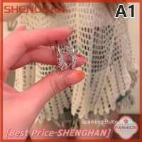 SHENGHAN ที่หนีบหูแฟชั่นแนวพังก์รูปผีเสื้อเอลฟ์ดีไซน์ทันสมัยต่างหูแบบปีกโลหะเหลวไม่มีต่างหูเจาะสำหรับเครื่องประดับผู้หญิงหญิงสาว