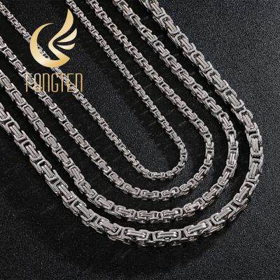 【CW】4/5/6/8 mm Choker Long Necklace Men Male Stainless Steel Byzantine Box Chain Husband Boyfriend Bff Gift