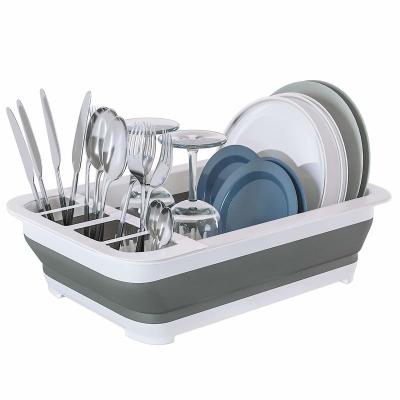 2021Kitchen Folding Storage Collapsible Dish Rack and Cutlery Holder Portable Dish Drying Rack Drainer and Utensil Dryer
