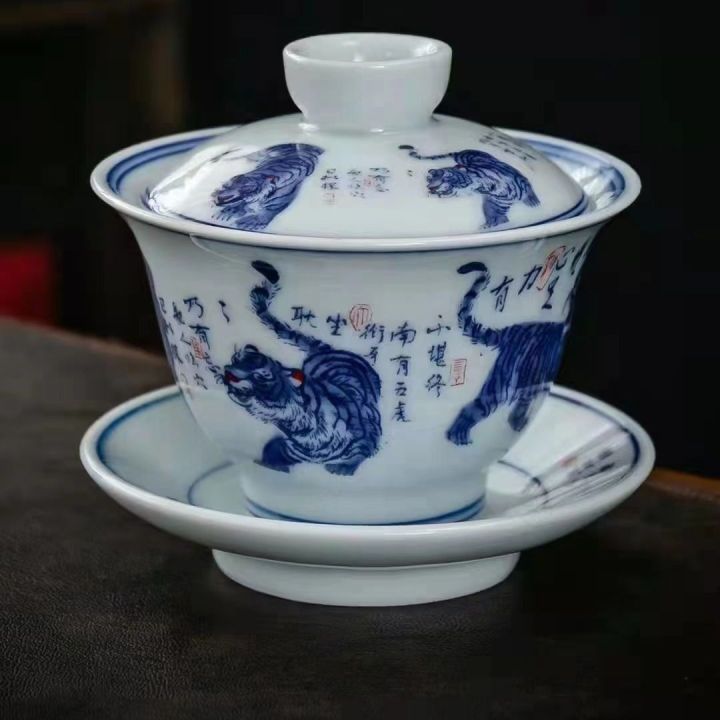 j-ingdezhen-พอร์ซเลนสีฟ้าและสีขาวชาหม้ออบเซรามิกชามชาขนาดใหญ่จีนกังฟูชาชงภูมิทัศน์จิตรกรรม-gaiwan-180มิลลิลิตร