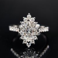 [COD] Cao Shi and foreign trade supply flower ring exquisite ice zircon ladies cross-border hot