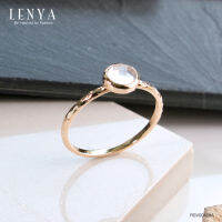 Lenya Jewelry  แหวนโรสควอตซ์ (Rose Quartz ) ตัวเรือนเงินแท้ 925 ชุบพิ้งโกล์ด ดีไซน์เรียบเก๋สะดุดตา เสริมเสน่ห์โดดเด่นในเรื่องความรัก