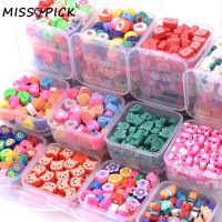 50Pcs/Box Cartoon Polymer Clay Beads Kits Round Loose Spacer Beads Set Box For Diy Child Jewelry Making Necklace Bracelets Beads
