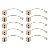 10X RJ11 6P4C 2 Way Outlet Telephone Jack Line Splitter Adapter Beige