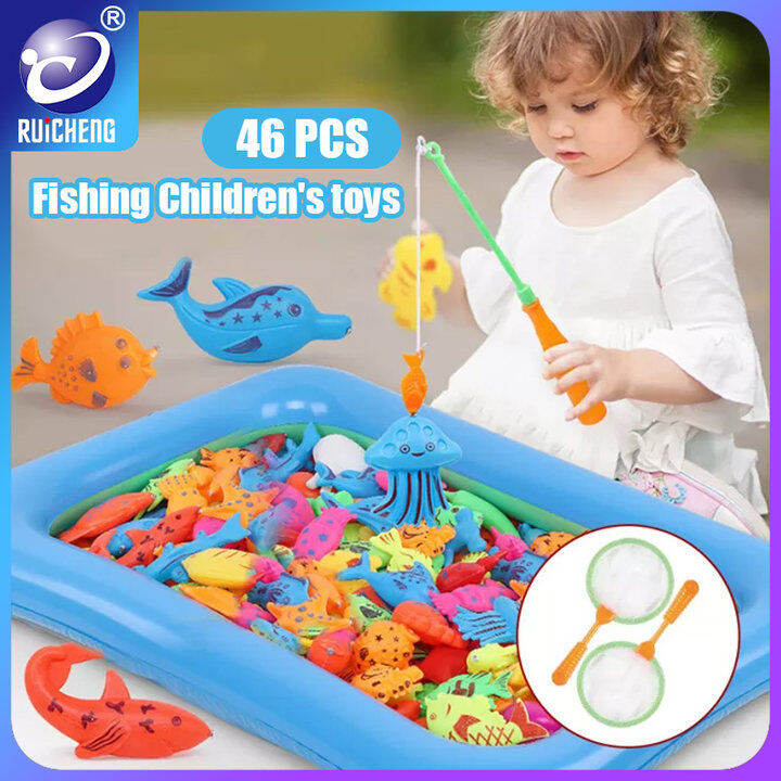 RUICHENG 46PCS Magnetic Fishing Pool Toys Game for Kids Water Table ...