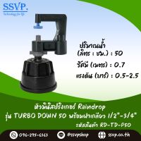 มินิสปริงเกอร์ Rain Drop รุ่น TURBO DOWN พร้อมฝาครอบเกลียวใน ขนาด 1/2"-3/4" ปริมาณน้ำ 50 ลิตร/ชั่วโมง รัศมีการกระจายน้ำ 0.75 เมตร รหัสสินค้า TD-50-RDPG1234