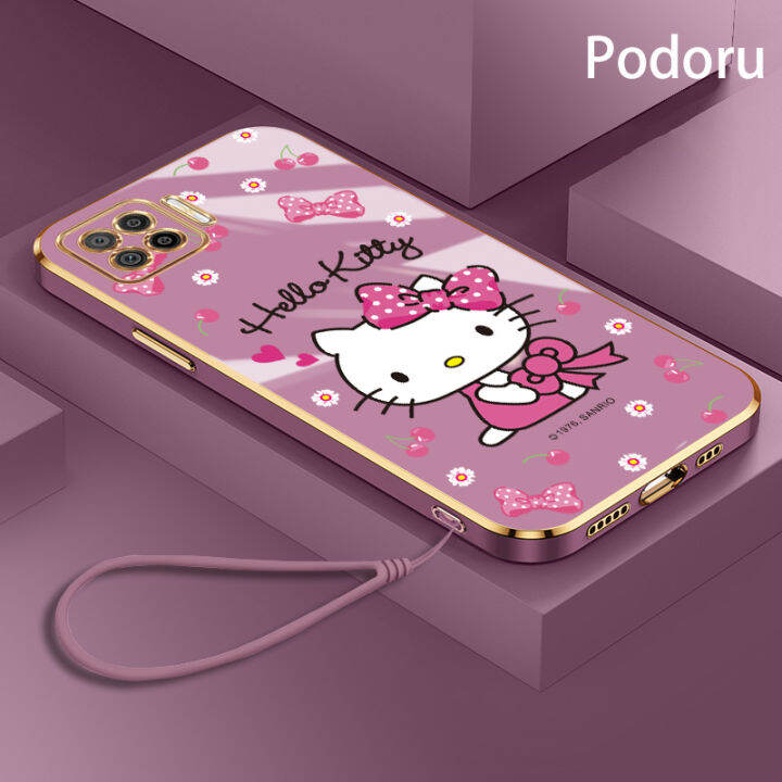 เคส-oppo-a73-f17-2020ชุบทองเรียบง่ายสุดหรูเคสโทรศัพท์-hello-kitty-เคสซิลิโคน-tpu-นิ่ม