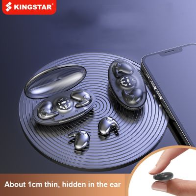 （Orange home earphone cover）KINGSTAR TWS หูฟัง5.3บลูทูธหูฟังเอียบัดไร้สาย,หูฟังมีไมค์ตัดเสียงรบกวนอินเอียร์นอนขนาดเล็กสำหรับ iPhone Xiaomi
