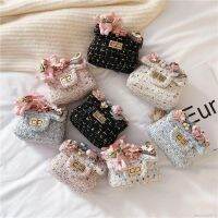 2022 New Girls Bags Baby Flower Rabbit Girl Cotton Linen Small Square Mini Handbag Child Sling Bag Cute Crossbody Bag