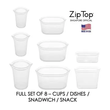 Zip Top Silicone Reusable Bags, Cups & Dishes Sets