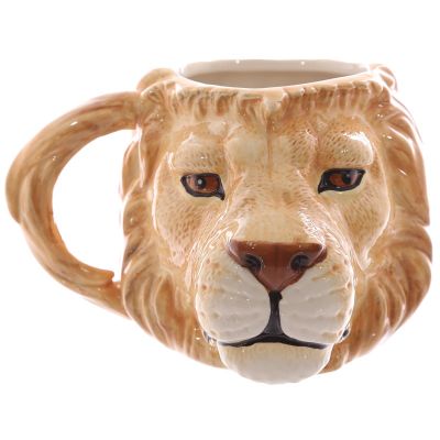 【High-end cups】400มิลลิลิตร3D การ์ตูนแก้วหัวสิงโตแก้วเซรามิกมือวาดสัตว์ถ้วยกาแฟตกแต่งสก์ท็อปจัดส่งฟรี