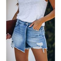 【hot】 Denim Skirts Shorts jeans Ripped Color Leisure Feminino