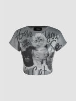 Cider Cat Graphic Crop Tee