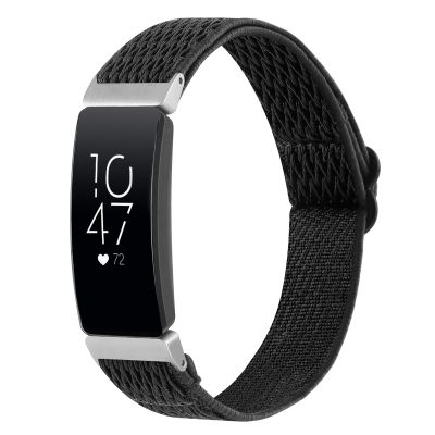 สำหรับ Fitbit Inspire Buckle นาฬิกาไนลอนสายรัด (สีดำ)