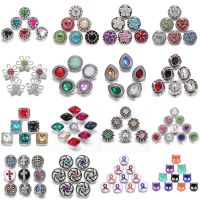 10pcs/lot New 12mm Snap Button Jewelry Earrings Bracelet Necklace DIY Crystal Rhinestone Flower 12mm Metal Snap Buttons Charms