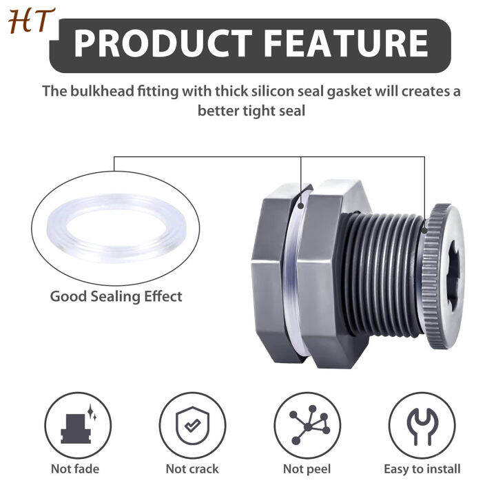 3/4 Inch Bulkhead Water Tank Connector Great Sealing PVC ThruBulk