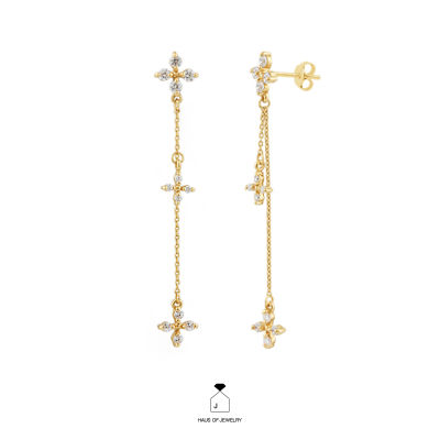 Haus of Jewelry BOHEMIAN ARIES LONG EARRINGS ต่างหูเงินแท้ ประดับเพชรคิวบิกเซอร์โคเนีย (Cubic Zirconia)