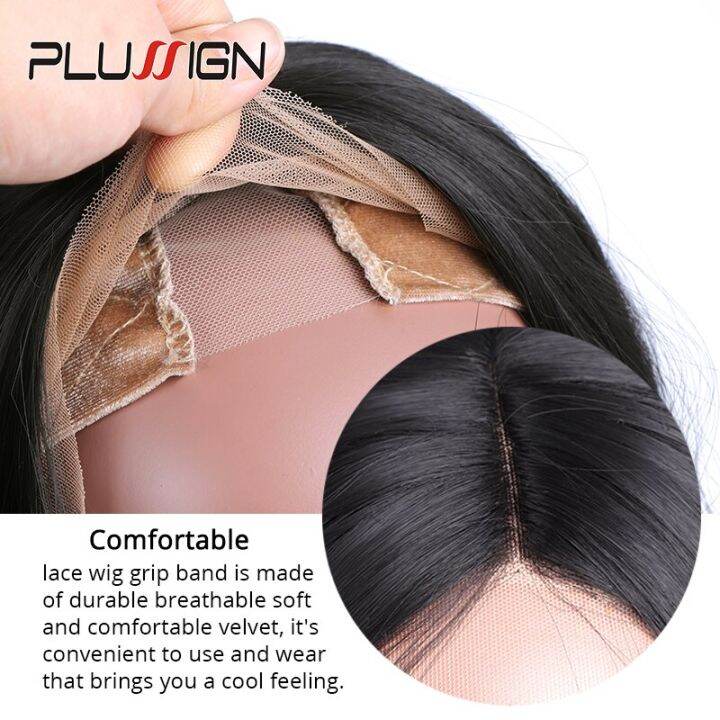 ผ้ากำมะหยี่ปักลายแถบคาดผมแถบวิก-comfort-สำหรับวิกผมคอสเพลย์คาดศีรษะปรับได้ตัวยึดเวลโครผ้าคาดหัวกริป