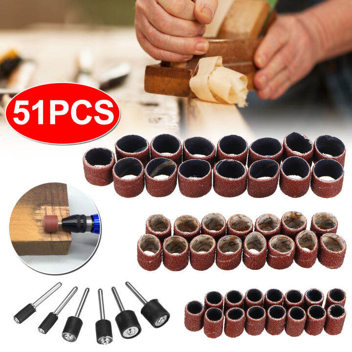 51pcs Drum Sanding Kit Fits for Dremels Drill File Machine Bits Ring