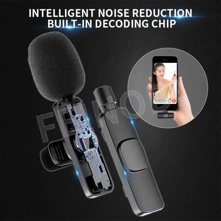 bluetooth microphone for android phone FEINODI Wireless Lavalier