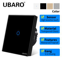 【YY】UBARO Eu Wall Touch Switch Luxury Glass Panel Led Indicator Power Light Sensor Button Live Wire Control Switches 123 Gang