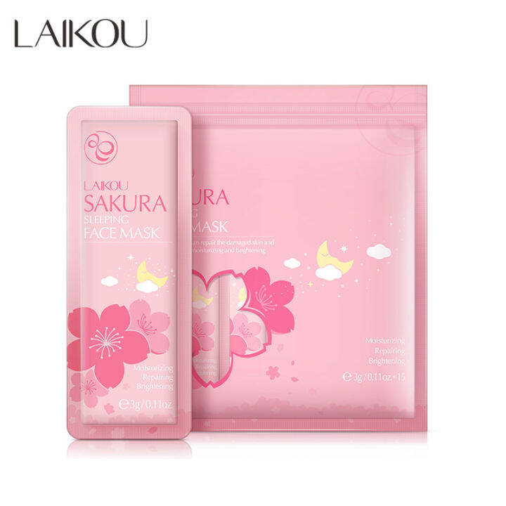 1pc LAIKOU Japan Sakura Sleeping Mask Brighten Skin Tone Cherry