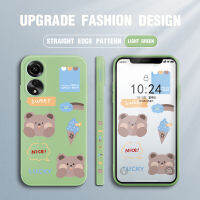 พร้อมเคสโทรศัพท์สำหรับ OPPO A78 4G OnePlus Nord 3 5G การ์ตูนน่ารักขอบสี่เหลี่ยมกระเป๋าหมีโชคดีของเหลวปลอกซิลิโคนคลุมทั้งหมดเคสป้องกันกล้อง