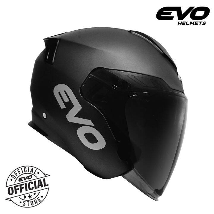 EVO RX7 Plain Matte Black Half Face Dual Visor Helmet with Free Clear