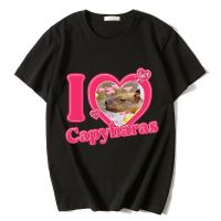 I Love Capybaras Graphic Print T-Shirt MenS Fashion Casual Oversized T-Shirts Cotton Gothic T Shirt Harajuku Streetwear Unisex
