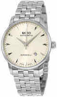 นาฬิกาข้อมือผู้ชาย MIDO Baroncelli II Automatic รุ่น M8600.4.14.1ขนาดตัวเรือน 38 มม.สีหน้าปัดสีครีม จุดบอกเวลาเป็นขีด ตัวเรือน สาย และ กรอบ Stainless steel สีเงิน