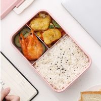 △ Portable Wheat Straw Lunch Box for Kids School Outdoor Picnic Travel Food Container 3-compartment Microwave Heating Bento BoxesTH