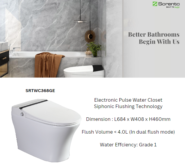 SORENTO SRTWC368GE / INTELLIGENT WATER CLOSET / Electronic Pulse Water ...