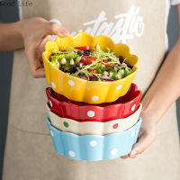 400ML Japanese Light Luxury Ceramic Fruit Salad Bowl Dessert Bowl Single Cute Creative Personality Rice Bowl Household Tableware