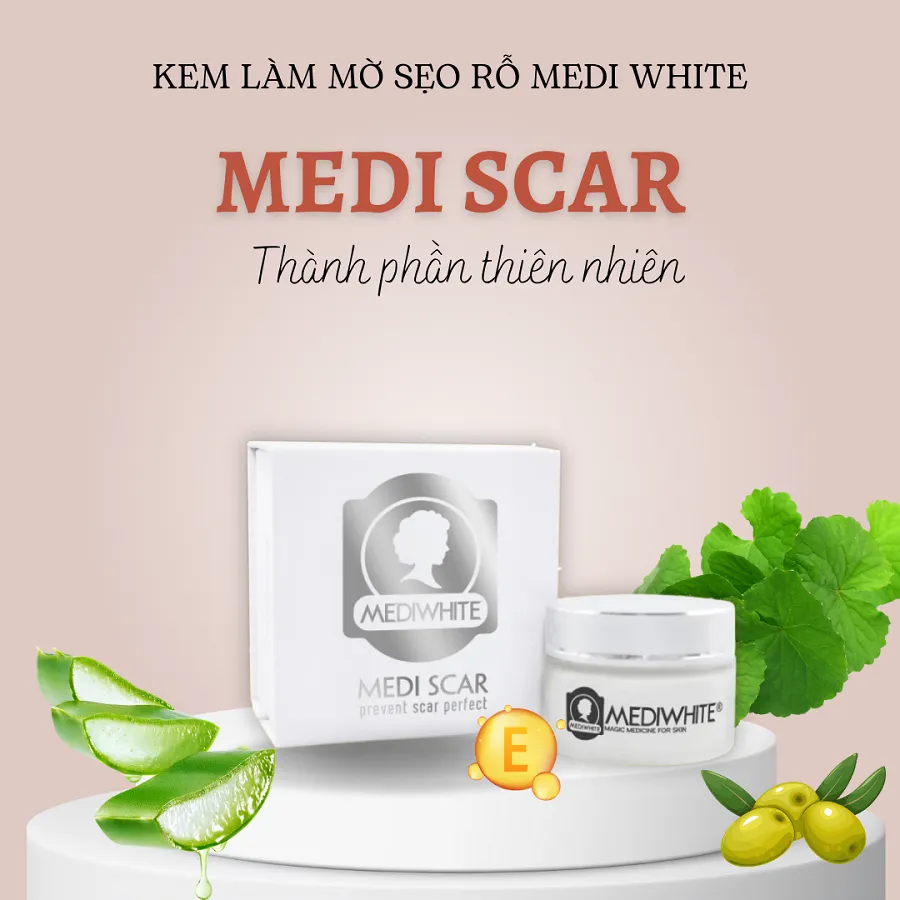 Kem Làm Mờ Sẹo Rỗ Sẹo Mụn Medi White MeDi Scar Kem Bôi Sẹo Mờ Thâm Sẹo Rỗ Hiệu Quả Dưỡng Ẩm Cấp Ẩm Cho Da 25g