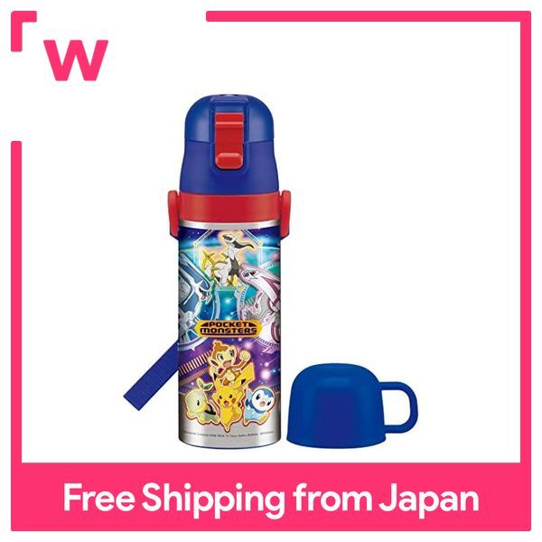 Pokemon Water Bottle Skater 430ml 2way Stainless Bottle Kids Pikachu w/Cup  New