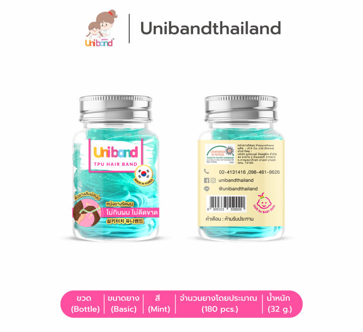 uniband-หนังยางรัดผม-ไม่กินผม-ไม่ดีดขาดง่าย-tpu-basic-size-mint