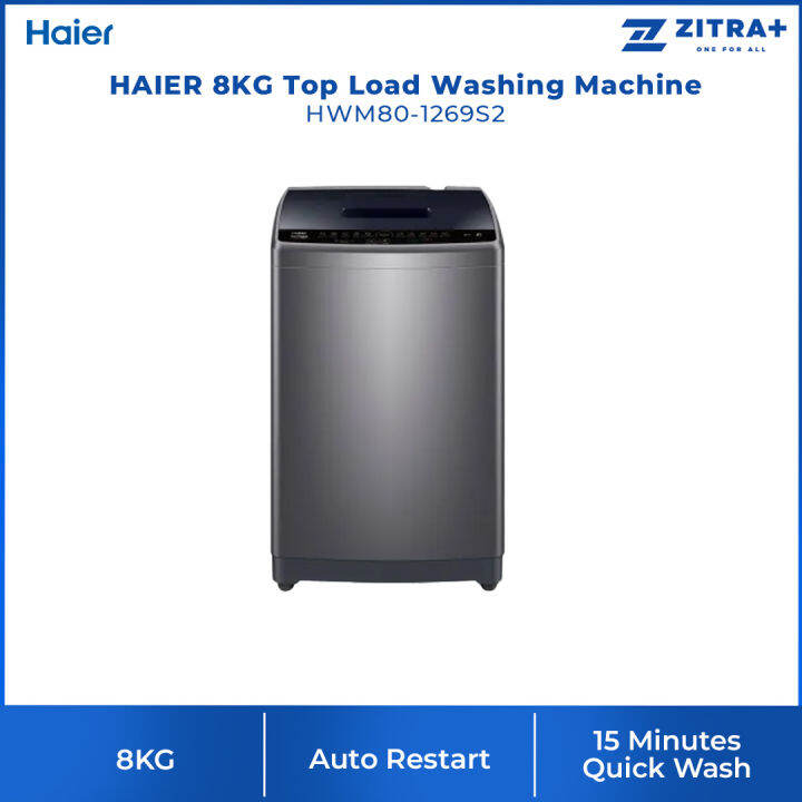 HAIER 8KG Top Load Washing Machine HWM801269S2 Pillow Drum Quick Wash Stainless Steel