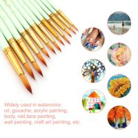 12pcs Professional Artist Paintbrush Set Round Pointed Tip Paint Brushes Durable Nylon Hair Wooden Handle for Acrylic Oil Drawing Painting Supplies