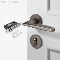 Modern Aluminum Alloy Silent Door Lock Indoor Door Knob with Lock and Key Bedroom Security Door Locks Household Hardware