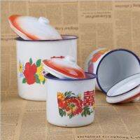 Chinese Traditional Enamel Iron Flower Cup Coffe Mug with Lid and Handle for Wedding Gift Suitable for Home and Office