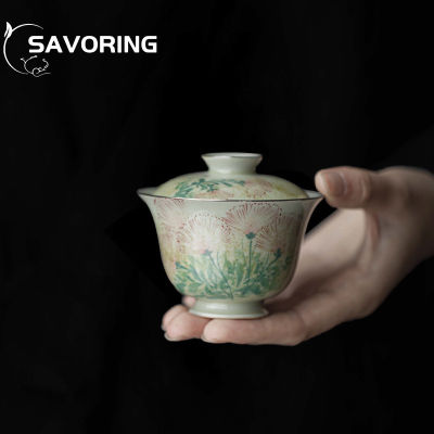 100Ml Underglaze สี Hand-Painted Dandelion เซรามิคชา Tureen น้ำผึ้ง Galze ชามชา Maker Gaiwan Putti Kung Fu ชุดกาน้ำชา
