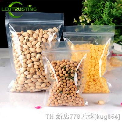 50pcs High Clear Flat Bottom Plastic Zip Lock Bag Transparent Herbal Snack Coffee Powder Beans Seeds Tea Packaging Pouches