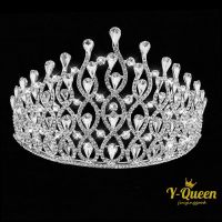 y - q queen ใหม่มงกุฎคริสตัลเครื่องประดับผมสําหรับเจ้าสาว ddg