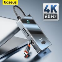 【CW】 Baseus USB C Hub 4K 60Hz HDMI-Compatible with 2xUSB3.0 USB-C USB2.0 Internet Port  SD TF Card Reader for MacBook   USB-C Laptops