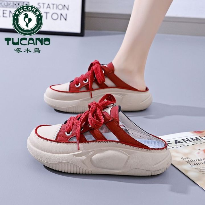 hot-sale-woodpecker-baotou-slippers-womens-summer-explosion-net-red-heelless-loafers-comfortable-breathable-all-match-casual-sandals