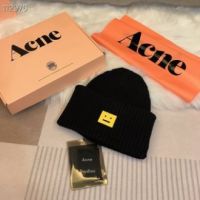 ใหม่ Acne Studios ผู้ชายผู้หญิงฤดูหนาวแฟชั่น AC ผู้หญิงคลาสสิกสแควร์หน้ายิ้มผู้ชายถักอบอุ่นคู่หมวกหมวกหมวกขนสัตว์