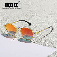 HBK New Metal Vintage Pilot Sunglasses Men Women nd Design Classic Sun Glasses High Quality Hexagon Mirror Reflection Gafas