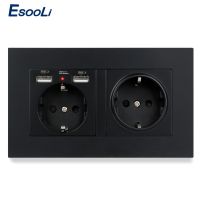 ช่องเสียบพอร์ต Esooli 2.1A คู่พลาสติกที่มีมาตรฐานพลังงานมาตรฐาน EU สำหรับ5V ผนังแผงอัจฉริยะไฟฟ้าเคลื่อนที่