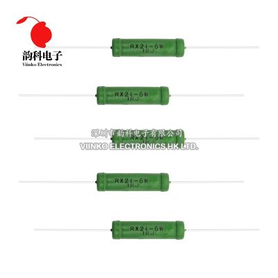 5pcs RX21 6W Wire Wound Resistance 5% 1R 10R 100R 1K 10K 12K 15K 18R 20R 22R 24R 27R 33R 36R 0.05 0.1 0.22 1 10 100 ohm Resistor Replacement Parts
